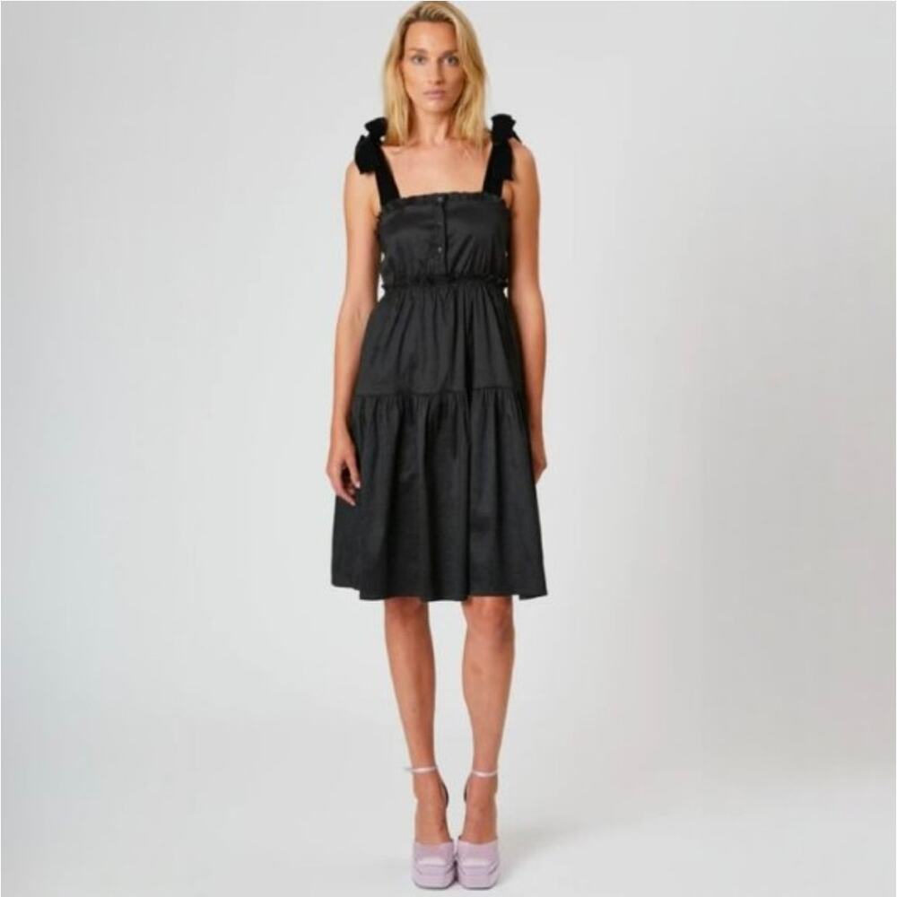 The Shirt Rochelle Behrens Veronica Taffeta Babydoll Dress size M Black - Picture 9 of 11